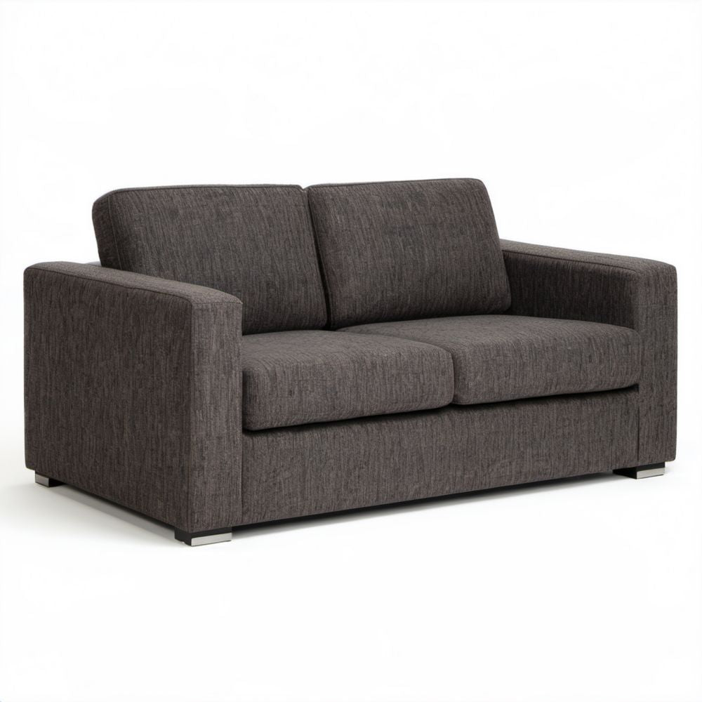 Szara dwuosobowa sofa tapicerowana tkaniną poliestrową 160 × 90 × 85 cm