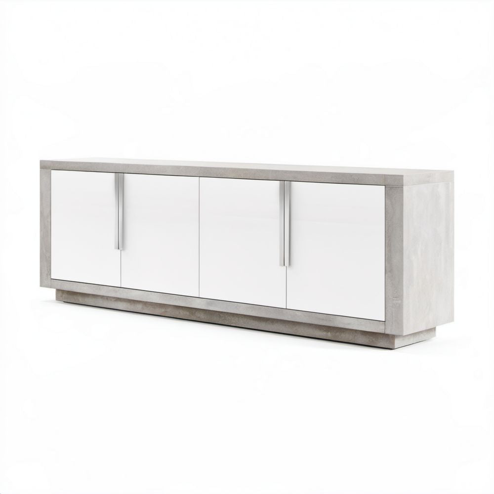 Szafka RTV z płyty wiórowej laminowanej biała i szara 180 x 40 x 60 cm
