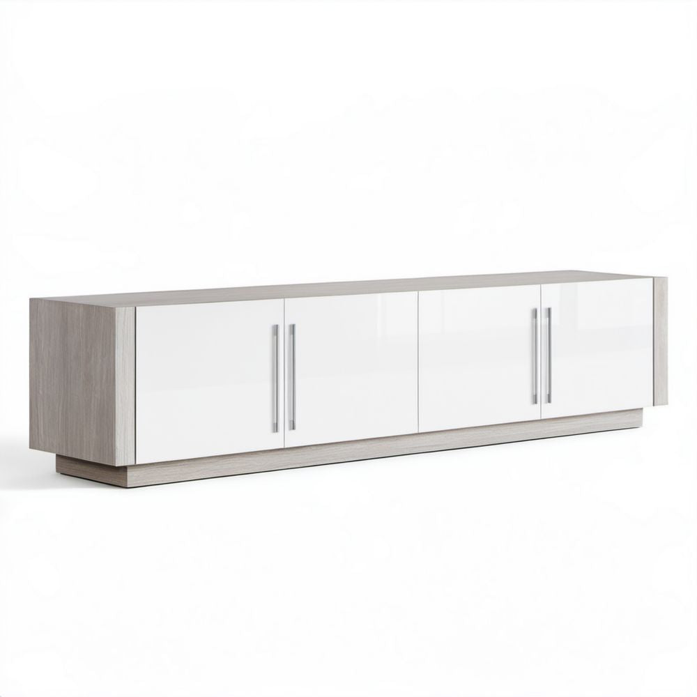 Szafka RTV biała i jasnoszara z płyty laminowanej 180 x 40 x 45 cm
