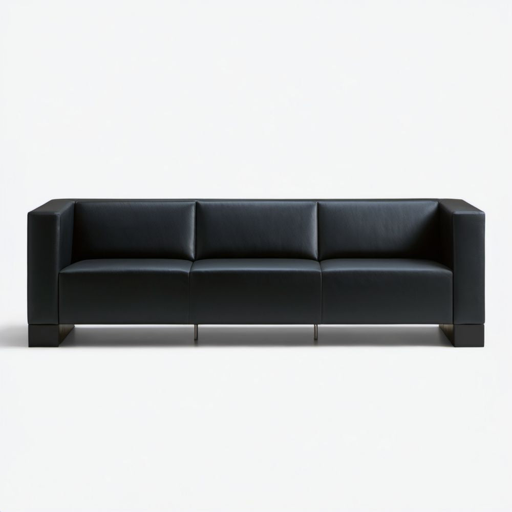Sofa 3-osobowa czarna z tapicerką PU, 220 x 90 x 70 cm