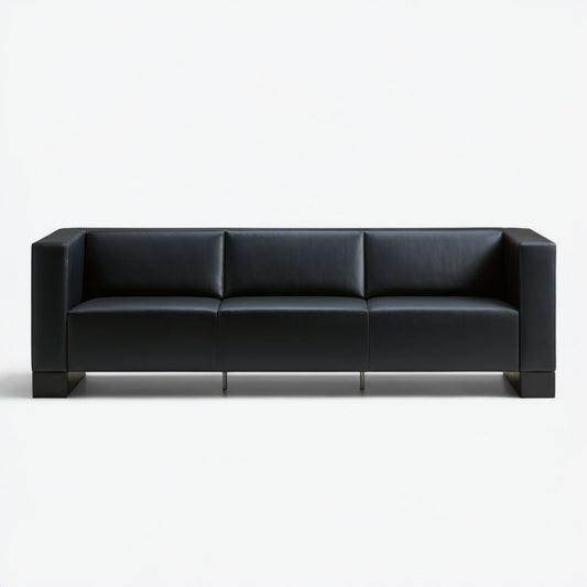 Sofa 3-osobowa czarna z tapicerką PU, 220 x 90 x 70 cm