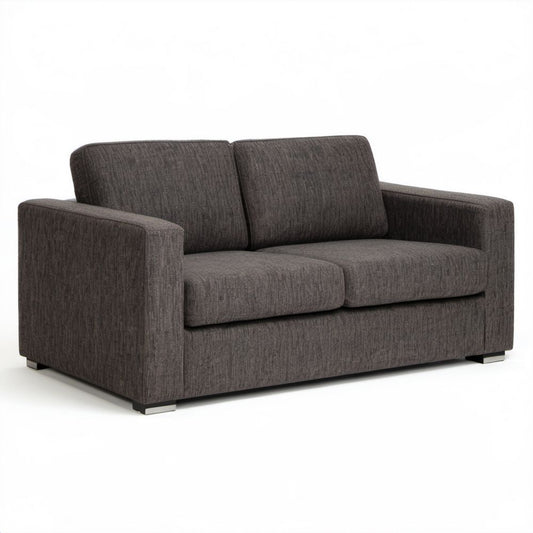 Szara dwuosobowa sofa tapicerowana tkaniną poliestrową 160 × 90 × 85 cm