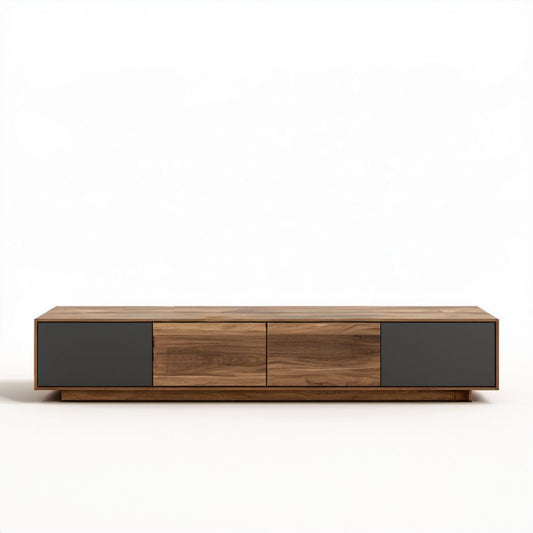 Niska szafka RTV z płyty MDF, orzechowa/czarna, 180 × 40 × 50 cm
