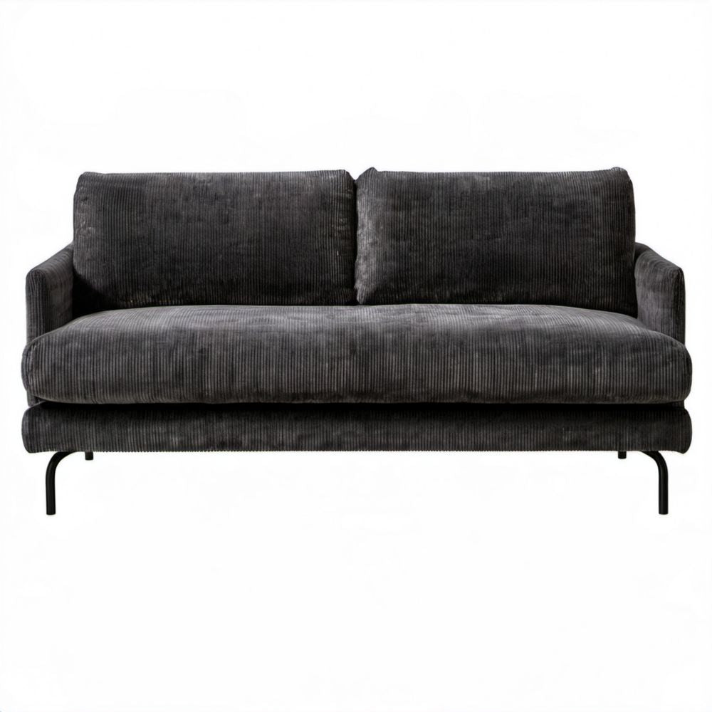 Sofa dwuosobowa grafitowa z prążkowanego poliestru 180 x 85 x 85 cm