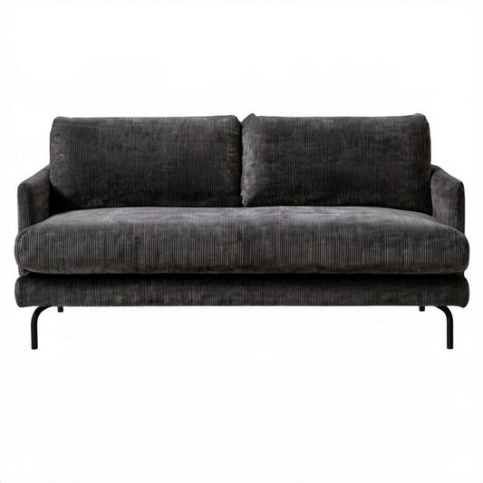 Sofa dwuosobowa grafitowa z prążkowanego poliestru 180 x 85 x 85 cm