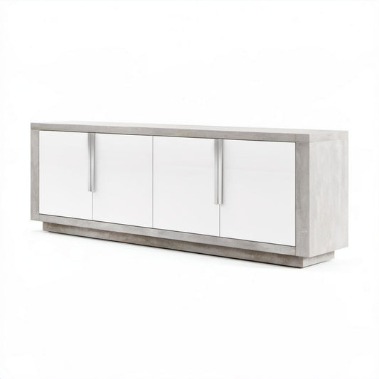 Szafka RTV z płyty wiórowej laminowanej biała i szara 180 x 40 x 60 cm