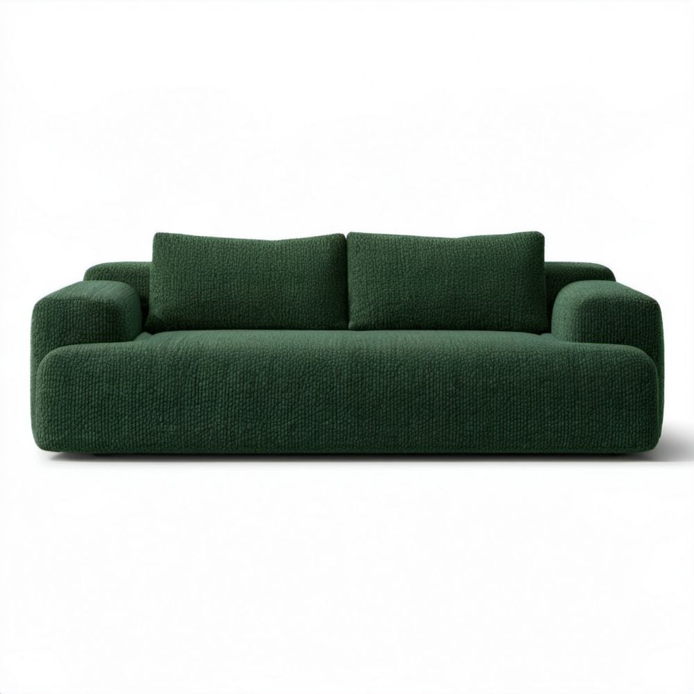 Zielona sofa dwuosobowa z tapicerką poliestrową, 180 x 90 x 75 cm