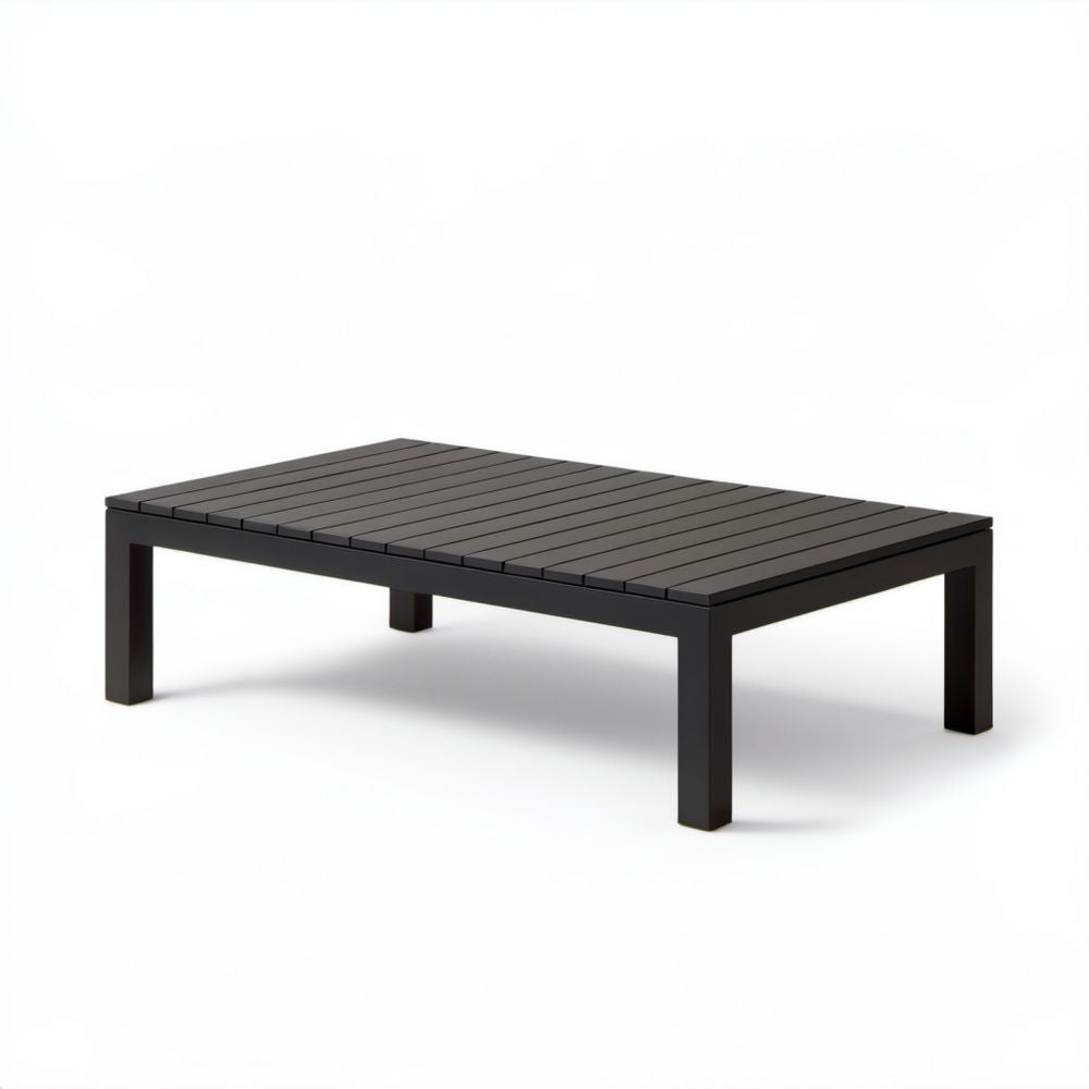 Prostokątny aluminiowy stolik ogrodowy czarny 120 x 60 x 45 cm