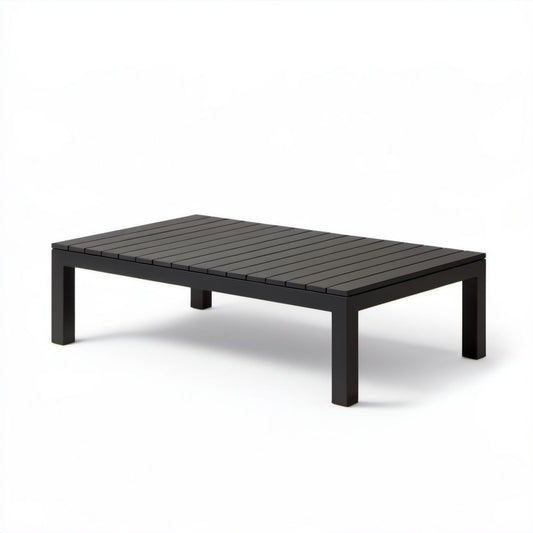 Prostokątny aluminiowy stolik ogrodowy czarny 120 x 60 x 45 cm
