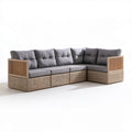 5-osobowa narożna sofa ogrodowa z technorattanu PE, szara, 260 x 200 x 80 cm