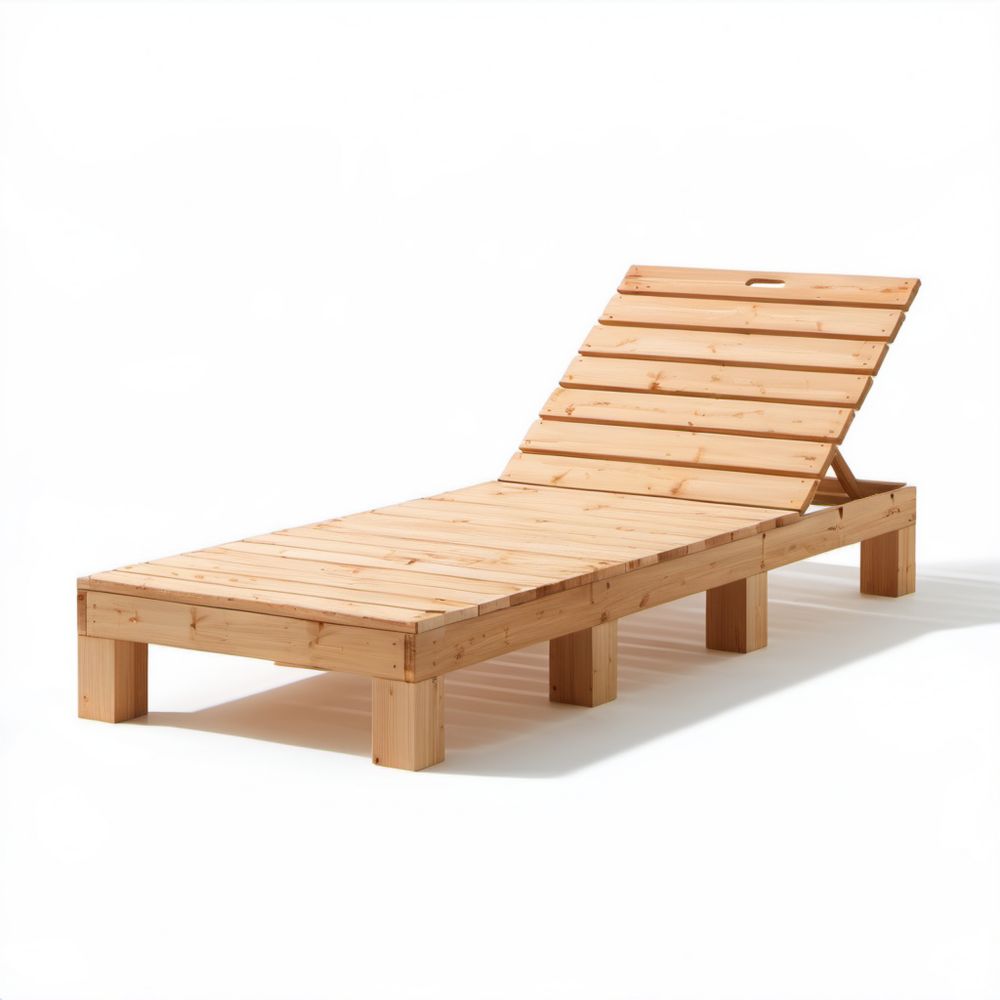 Regulowany drewniany leżak ogrodowy z litego drewna sosnowego, naturalny jasnobrązowy, 200 × 70 × 33 cm