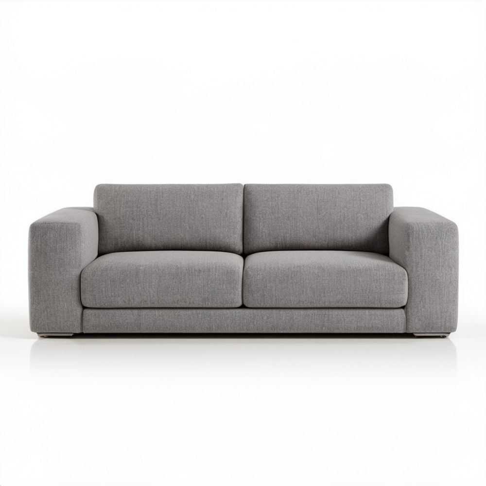 Szara sofa dwuosobowa z tapicerką poliestrową, 180 x 90 x 85 cm