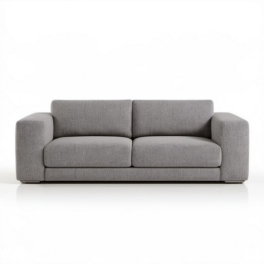 Szara sofa dwuosobowa z tapicerką poliestrową, 180 x 90 x 85 cm