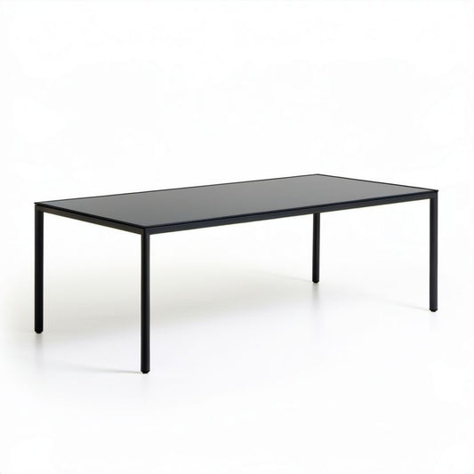 Prostokątny stół ogrodowy czarny z aluminium i szkła hartowanego 160 x 90 x 74 cm